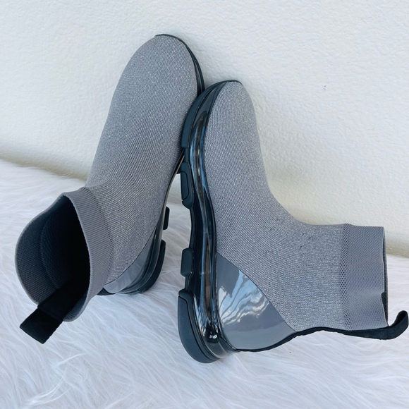 New! MICHAEL KORS Kendra Metallic Gray Stretch Knit Sock Sneakers Booties Size 8 - Picture 13 of 16
